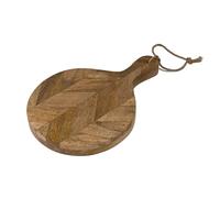 Arthur Cameron - Troyes Chevron Patterned Wooden Serving Tray/Small Chopping Board with Built-in Handle - This Round Chopping Board is Perfect for Food Preparation and Food Display
