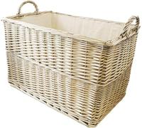 Arthur Cameron Wicker Log Basket with Lining and Handles | Large Sturdy Storage Basket perfect for Toys, blankets, hallway, garage, living room, bedroom or office (Sandstone, Small)