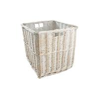 Arthur Cameron - Wicker Storage Cube with Built-in Handles - 32 x 32 x 31 cm - Cube Storage Unit, Perfect for Bedroom or Living Room - Wicker Box, Kallax Basket, Storage Basket (White Wash)