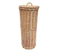 Arthur Cameron Wicker Toilet Storage Basket - Freestanding Toilet Roll Holder with Lid - Slim Bathroom Storage (Natural)