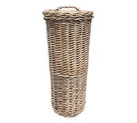 Arthur Cameron Wicker Toilet Storage Basket - Freestanding Toilet Roll Holder with Lid - Slim Bathroom Storage - Antique Wash
