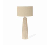Arthur Cameron - Wrington Rustic Bedside Lamp, Made from Solid Mango Wood with a Beige Linen Lampshade - This Handcarved Table Lamp is Perfect for The Bedroom, Lounge, Kitchen or Dining Room (Large)