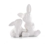 Arthur Court White Stoneware Mother and Baby Bunny Salt and Pepper Shakers Set, Whimsical Table Decor for Spring and Easter, 4 Inches Tall
