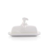 Arthur Court White Stoneware Setting Bunny Butter Dish, Accommodates All Butter Sizes, Durable and Easy to Clean, Adds Whimsy and Elegance to Table Settings - Spring Easter Lidded Butter Dish