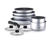 Arthur Martin AM167S 10-Piece Removable Cookware Set Aluminium Non-Stick Coating Removable Handle for All Heat Sources Including Induction