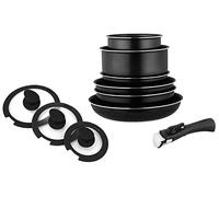 Arthur Martin AM310SC Aluminium Cookware Set Saucepans Saucepan Set for All Heat Sources Aluminium Cookware with Removable Handle 10 Pieces Black