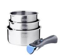 Arthur Martin - AM3456 Set of 3 Stainless Steel Saucepans with Removable Handle