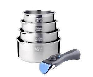 Arthur Martin - AM7457 Stainless Steel cookware Set with Removable Handle