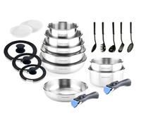 Arthur Martin AMBI20S Cookware Set for All Heat Sources Including Induction Stainless Steel, 20 Pieces