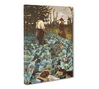 Arthur Melville A Cabbage Garden Classic Painting Canvas Wall Art Print Ready to Hang, Framed Picture for Living Room Bedroom Home Office Décor, 24x16 Inch (60x40 cm)
