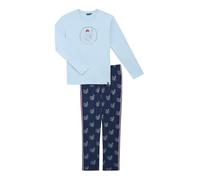 ARTHUR - Men's Pyjamas, Long Sleeve and Trousers Set - 100% Organic Cotton Warm and Soft - Sport Pattern, Blue Fancy Skiing, XXL