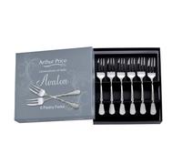 Arthur Price 'avalon' Stainless Steel Gift Boxed Cutlery Set Of 6 Pastry Forks In Silver Silver One Size