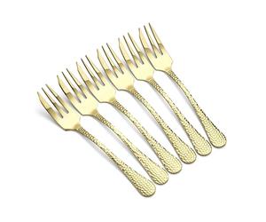 Arthur Price CAVA0131 6 Pastry Forks, Stainless Steel, Gold