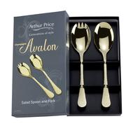 Arthur Price 'champagne Avalon' Pair Salad Servers Stainless Steel Gift Boxed Cutlery Set In Gold Gold One Size