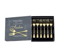 Arthur Price 'champagne Avalon' Set Of 6 Pastry Forks Stainless Steel Gift Boxed Cutlery In Gold Gold One Size