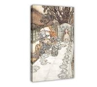 Arthur Rackham The Mad Tea Party 1907 Mad Hatter Hare Alice Canvas Art Poster And Wall Art Picture Print Modern Family Bedroom Decor Frame 16x24inch(4