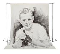 Arthur Sarnoff - Portrait Sketch Bruce Devlin Golf Player Pga Tournament (196s) - 17, X 22, Fine Art Print-1 Photography Cloth56x79inch(142x200cm)