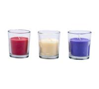 Arti Casa Scented Candles in Glass - Set of 3 - Various Fragrances - Wild Cranberry, Lavender & Vanilla, French Vanilla - for Indoor and Outdoor Use - Diameter 5 x 6 cm - Multicoloured
