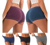 ARTI DEEP TOUCH Women Boyshort Underwear Seamless Boxer Panties Breathable Stretch Boxer Briefs for Ladies 5 Pack, Black,navy,melange,london Blue,burgandy, M
