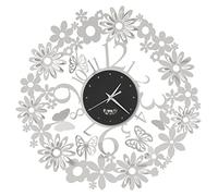 Arti & Mestieri Margherite Wall Clock Inspired by Nature and Design, 100% Made in Italy, Iron, Diameter 50 cm (White Marble and Black)
