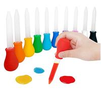 ARTIBABA Jumbo Rainbow Color Liquid DROPPERS 10 Pieces 5ml - Jumbo Silicone Tip Clear Plastic Pipettes Science Experiments Laboratory Liquid Transfer Mixing Color Art Craft Activity (10 Colors)