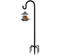Artibear Adjustable Outdoor Shepherd Hook Stand with 5 Prong Base, 76 Inches Tall 3/5 in Thick, Shiny Black (1 Packs)