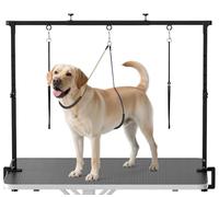 Artibear Dog Grooming Arm with Clamp for Large Dog, Adjustable Height to 33in and Width to 43in, Pet Grooming Table Arm with 2 Loop Noose & 2 No Sit Haunch Holder for Home & Store (Table Not Include)