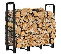 Artibear Firewood Rack Stand 4ft Heavy Duty Logs Holder for Outdoor Indoor Fireplace Metal Wood Pile Storage Stacker Organizer, Matte Black