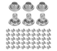 ARTIBETTER 100pcs Double Cap Round Metal Rivets Silver Copper 5x5mm Tubular Snap Button Fasteners for Leathercraft DIY Clothing Repairs and Decorative Sewing