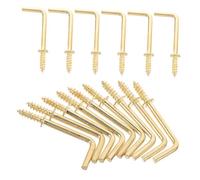 Artibetter 100pcs Shaped Right Angle Screw Hooks Golden Iron Self-Tapping Fasteners for Jewelry Display Organizer Carbon Steel Brackets for Secure Wall Hanging and Fixing