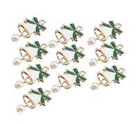 Artibetter 10pcs DIY Christmas Decorative Pendants Handmade White Bow Bell Pearl Charms for Festive Jewelry Making and Holiday Craft Accessories