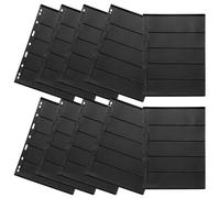 Artibetter 10pcs Double-sided Stamp Collection Loose-leaf Album Pages with 9-hole Black Background 5 Rows Stamp Storage Inserts for Collectors and Collecting Supplies