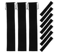 Artibetter 10pcs Folding Hand Fan Storage Bag, Fan Pouch Bag 36x6cm Black Lint Drawstring Pouch for Wedding Present Packaging, Jewelry