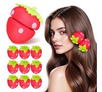 ARTIBETTER 10pcs Heatless Curling Rollers Strawberry Curly Hair Rollers Soft Sponge Material Convenient Removal Natural Looking Style Women Overnight Parties