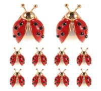 Artibetter 10pcs Mini Ladybug Brooch Pin, Enamel Ladybug Lapel Pin, Crystal Animal Insect Brooch Badges Corsage Jewelry for Men Women Girl Fashion Outfits