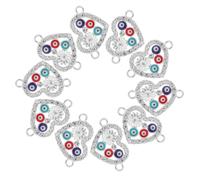 Artibetter 10pcs Silver Alloy Heart Shaped Evil Eye Charms for Bracelets and Necklaces, Resistant to Fading with Unique Decorative Design, for DIY Crafting and Jewelry Making