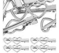 ARTIBETTER 10pcs Silver Metal Hair Clips Double Heart Small Hair Barrettes for Fine Side Bang Styling Accessories