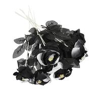 Artibetter 10pcs Skull Rose No Fade Flowers Wedding Bouquet Centerpieces Diy Fake Flower Halloween Roses Halloween Flower Arrangements Black Bouquet Bride Skeleton Holding Flowers Polyester