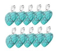 Artibetter 10pcs Stone Earring Pendants Necklace Agate Pendant Heart Natural Stone Charms Jewellery Charms Hanging Crystal Heart for Bracelets DIY Jewelry Material Agate Sky-blue