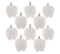 Artibetter 10pcs White Resin Teeth Charms Pendants with Realistic Tooth Design for Jewelry Making and Key Chains, Cute Dangle Charms for Dentist and Craft DIY Accessories