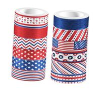 Artibetter 12 Rolls American Independence Day Themed Decorative Scrapbook Tape Transparent Adhesive Washi Tape with Stars and Stripes Designs for DIY Crafts Festival Decorations and Journal