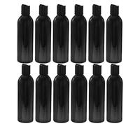 ARTIBETTER 12pcs 250ml Travel Cosmetic Refill Bottles with Disc Top Caps, Leakproof Black Plastic Lotion and Shampoo Dispenser Containers for Toiletries and Body Care