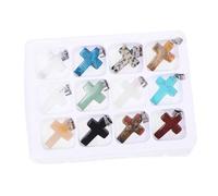 Artibetter 12pcs Mixed Color Natural Stone Cross Pendants for DIY Jewelry Making Versatile Charms for Necklaces and Bracelets Beautiful Christian Jewelry Accessories