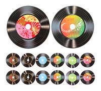 Artibetter 12pcs Paper Vinyl Record Decors Hanging Wall Decorations with 12 Double-Sided Tapes, Vintage Retro Style Paper and PVC Film Records for Hotel and Café Interior Décor