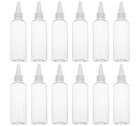 ARTIBETTER 12pcs Plastic Dispenser Bottles Pet Squeeze Bottle 100ml Refillable Easy Content Identification Pointed Nozzle for Travel Short Trips Suitable for Seniors