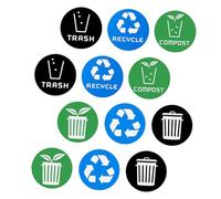 Artibetter 12Pcs PVC Trash Recycle Stickers Bright Garbage Sorting Labels for Indoor Recycling Bins Easy to Apply Smooth Surfaces Removable Without Residue