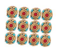 Artibetter 12PCS Tibetan Brass Buddhist Beads Large Hole Spacer for DIY Jewelry Making Necklace Bracelet Keychain Crafts Multipurpose Ethnic Accessories
