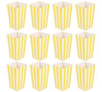 ARTIBETTER 12pcs Yellow Paper Popcorn Containers Boxes for Snacks and Popcorn Delicate and Fresh Style Treat Boxes for Movie Theater and Party Use