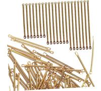 Artibetter 150pcs Jewelry Connecting Rods and DIY Bracelet Link Set for Earring Making Supplies, Double Round Bars 1.5mm X 25/30/35mm, Jewelry Parts Kit for Handmade Necklace and Bracelet