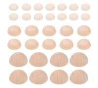 Artibetter 150pcs Mini Half Wooden Beads Natural Half Sphere Ornaments 10mm 15mm 20mm Unfinished Round Wood Balls for Craft Paint Jewelry Making Macrame Garland Crafts
